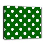 Polka Dots - White on Dark Green Deluxe Canvas 24  x 20  (Stretched)
