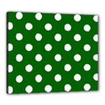 Polka Dots - White on Dark Green Canvas 24  x 20  (Stretched)