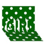 Polka Dots - White on Dark Green GIRL 3D Greeting Card (7x5)