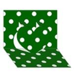 Polka Dots - White on Dark Green Heart 3D Greeting Card (7x5)
