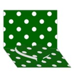 Polka Dots - White on Dark Green Heart Bottom 3D Greeting Card (7x5)