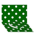 Polka Dots - White on Dark Green Circle Bottom 3D Greeting Card (7x5)