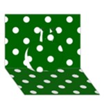 Polka Dots - White on Dark Green Apple 3D Greeting Card (7x5)