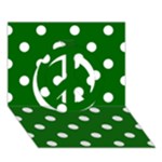 Polka Dots - White on Dark Green Peace Sign 3D Greeting Card (7x5)