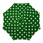Polka Dots - White on Dark Green Golf Umbrella