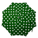 Polka Dots - White on Dark Green Hook Handle Umbrella (Medium)