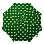 Polka Dots - White on Dark Green Hook Handle Umbrella (Small)