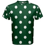 Polka Dots - White on Forest Green Men s Cotton Tee