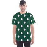 Polka Dots - White on Forest Green Men s Sport Mesh Tee