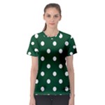 Polka Dots - White on Forest Green Women s Sport Mesh Tee