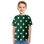 Polka Dots - White on Forest Green Kid s Sport Mesh Tee