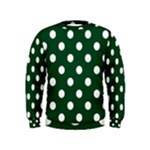 Polka Dots - White on Forest Green Kid s Sweatshirt