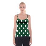 Polka Dots - White on Forest Green Spaghetti Strap Top
