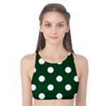Polka Dots - White on Forest Green Tank Bikini Top