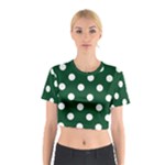Polka Dots - White on Forest Green Cotton Crop Top