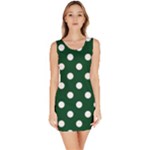 Polka Dots - White on Forest Green Bodycon Dress