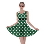 Polka Dots - White on Forest Green Skater Dress