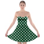 Polka Dots - White on Forest Green Strapless Bra Top Dress
