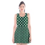 Polka Dots - White on Forest Green Scoop Neck Skater Dress