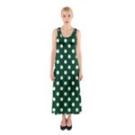Polka Dots - White on Forest Green Full Print Maxi Dress