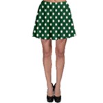 Polka Dots - White on Forest Green Skater Skirt