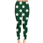 Polka Dots - White on Forest Green Women s Leggings