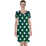 Polka Dots - White on Forest Green Short Sleeve Nightdress