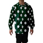Polka Dots - White on Forest Green Hooded Wind Breaker (Kids)