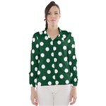Polka Dots - White on Forest Green Wind Breaker (Women)