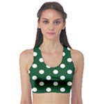 Polka Dots - White on Forest Green Women s Sports Bra