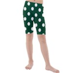 Polka Dots - White on Forest Green Kid s Mid Length Swim Shorts