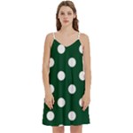 Polka Dots - White on Forest Green Women s Reversible Sports Bra with Border