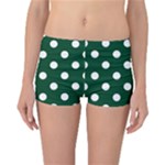 Polka Dots - White on Forest Green Reversible Boyleg Bikini Bottoms
