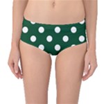 Polka Dots - White on Forest Green Mid-Waist Bikini Bottoms