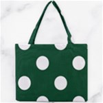 Polka Dots - White on Forest Green Mini Tote Bag