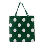 Polka Dots - White on Forest Green Grocery Tote Bag