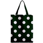 Polka Dots - White on Forest Green Zipper Classic Tote Bag