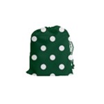 Polka Dots - White on Forest Green Drawstring Pouch (S)