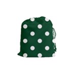 Polka Dots - White on Forest Green Drawstring Pouch (M)