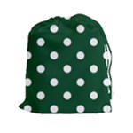 Polka Dots - White on Forest Green Drawstring Pouch (XXl)