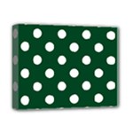 Polka Dots - White on Forest Green Deluxe Canvas 14  x 11  (Stretched)