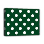 Polka Dots - White on Forest Green Deluxe Canvas 16  x 12  (Stretched)