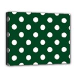 Polka Dots - White on Forest Green Deluxe Canvas 20  x 16  (Stretched)