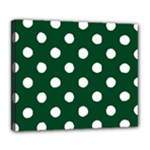 Polka Dots - White on Forest Green Deluxe Canvas 24  x 20  (Stretched)