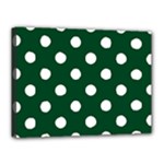 Polka Dots - White on Forest Green Canvas 16  x 12  (Stretched)
