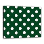 Polka Dots - White on Forest Green Canvas 20  x 16  (Stretched)