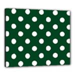 Polka Dots - White on Forest Green Canvas 24  x 20  (Stretched)