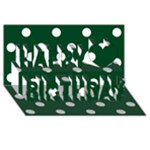 Polka Dots - White on Forest Green Happy Birthday 3D Greeting Card (8x4)