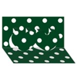 Polka Dots - White on Forest Green Twin Hearts 3D Greeting Card (8x4)