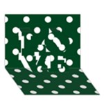 Polka Dots - White on Forest Green LOVE 3D Greeting Card (7x5)